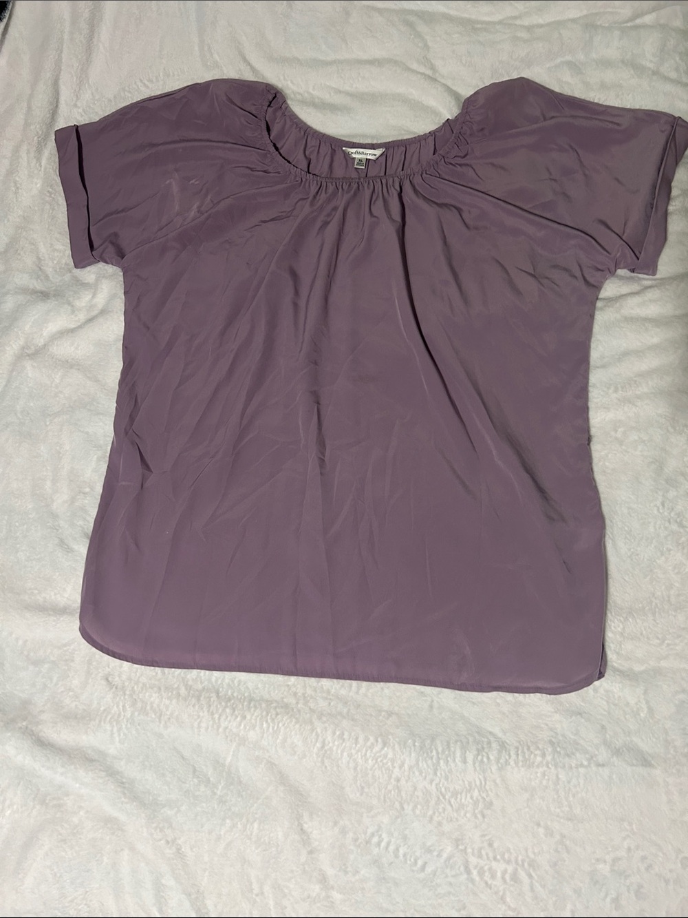 croft & barrow Lilac Short-Sleeve Gathered Neck Blouse